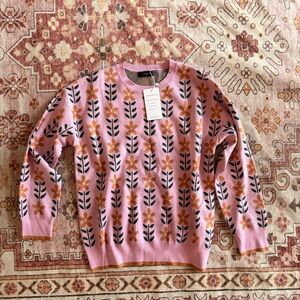 Amazon Essentials Pink Floral Sweater